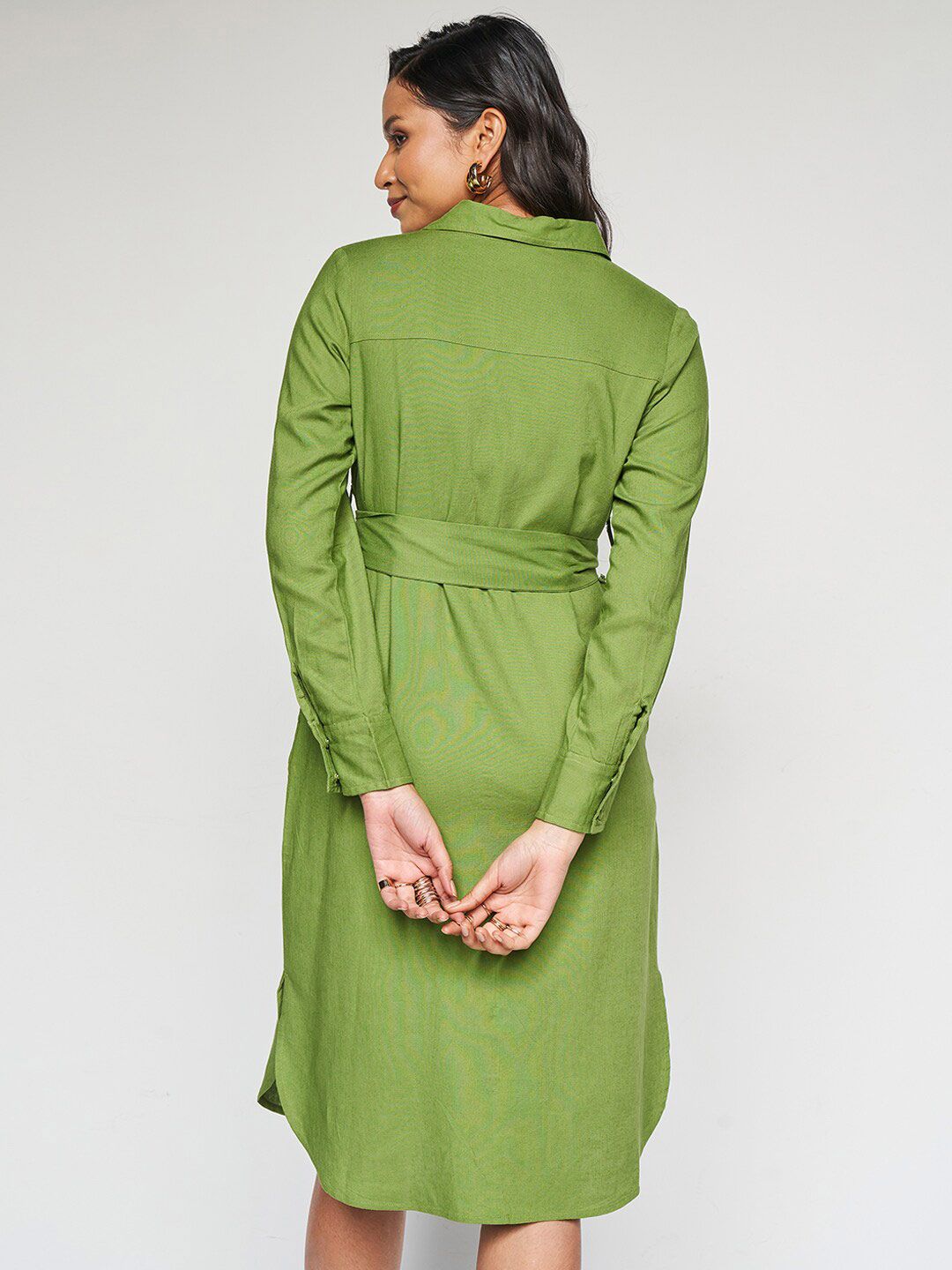 AND Belted Linen Shirt Dress