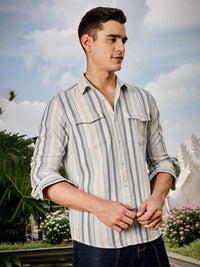 Thomas Scott Men Smart Slim Fit Opaque Striped Casual Shirt