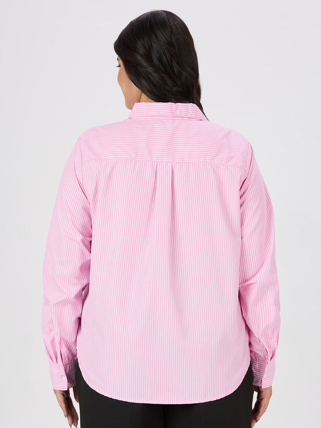 Gaya Quotient Plus Size Striped Spread Collar Smart Formal Shirt