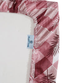 KLOTTHE Purple Floral Printed 400 TC Pure Cotton Fitted King Bedsheet & 2 Pillow Covers