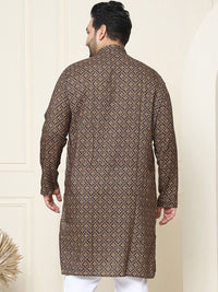 SOJANYA PLUS Ethnic Motifs Printed Band Collar Pure Cotton Straight Kurta