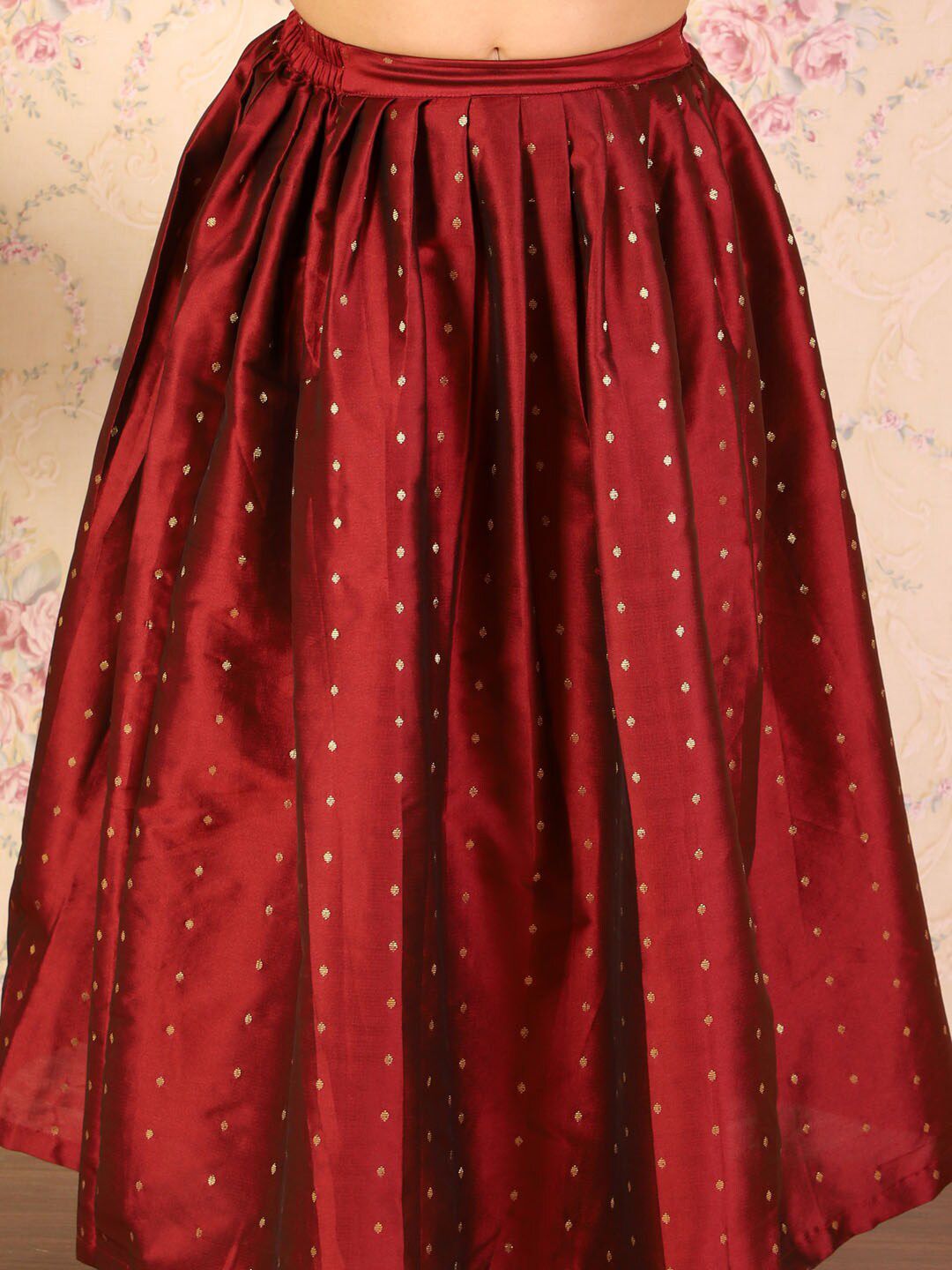 VASTRAMAY Girls Woven Design Ready to Wear Lehenga Choli Set