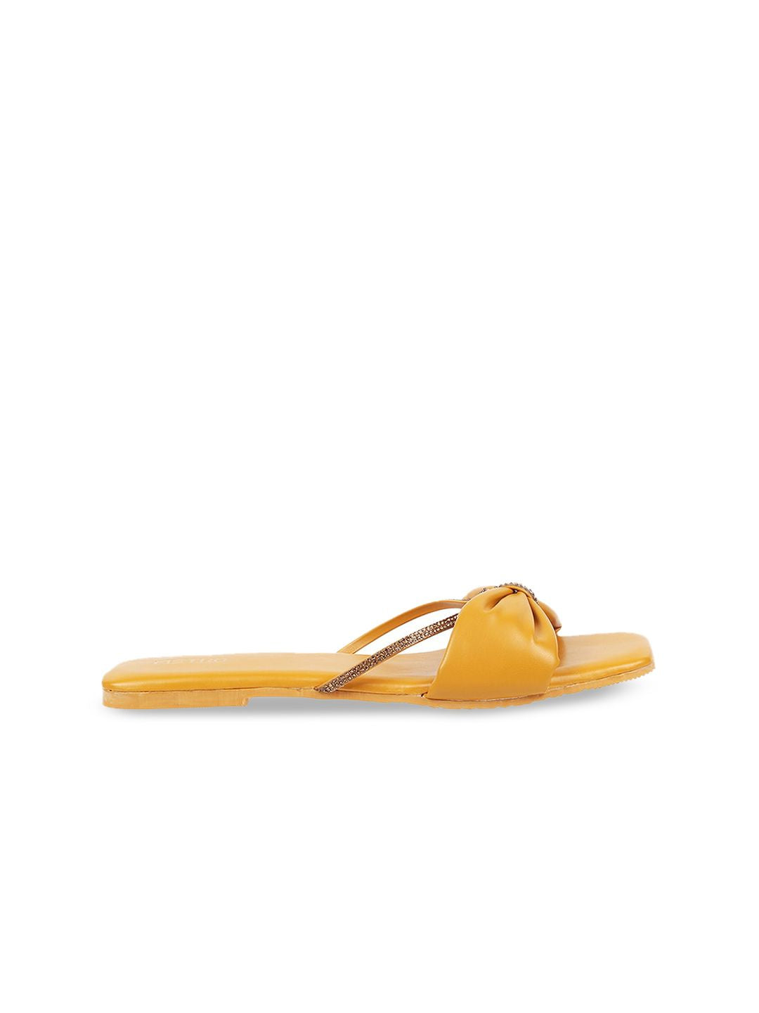 Metro Women Yellow Embellished Open Toe Flats