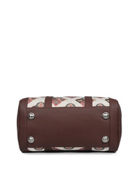 ZOUK Women Off White & Brown Seashell Motif Printed Handheld Bag