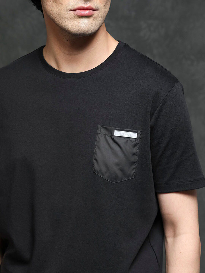 RARE RABBIT Men Azul Cotton Slim Fit T-Shirt