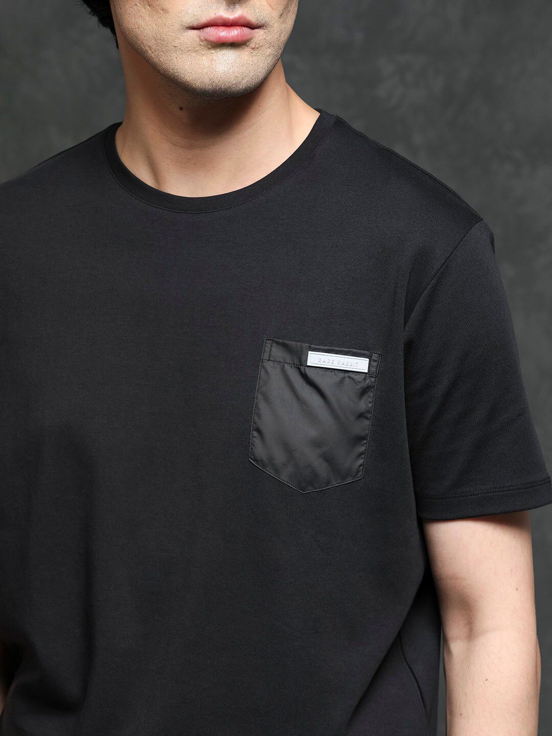RARE RABBIT Men Azul Cotton Slim Fit T-Shirt