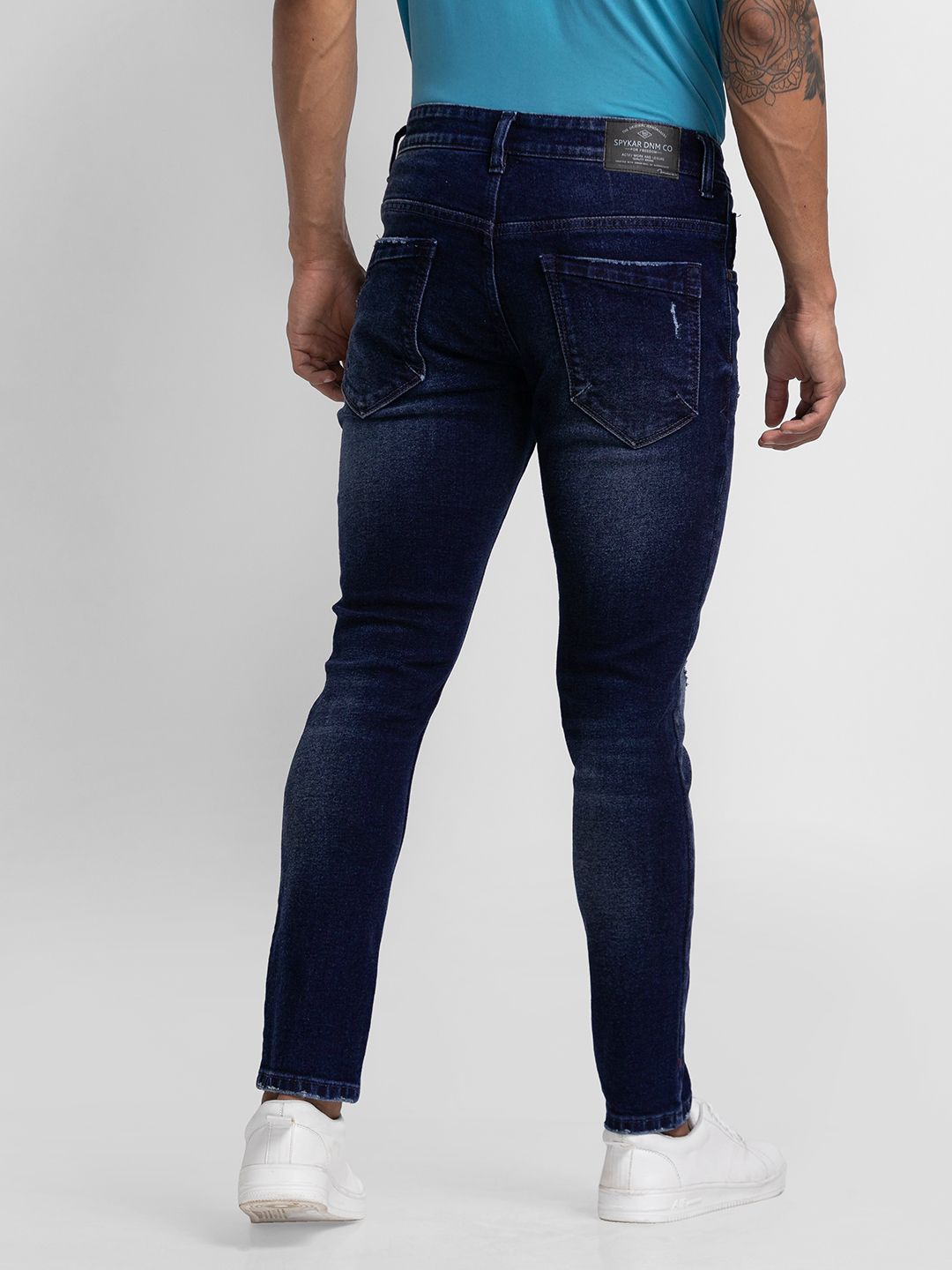 SPYKAR Men Skinny Fit Slash Knee Heavy Fade Stretchable Jeans