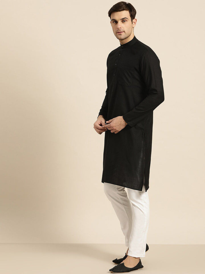 SOJANYA Lelaki Black Thread Work Kurta