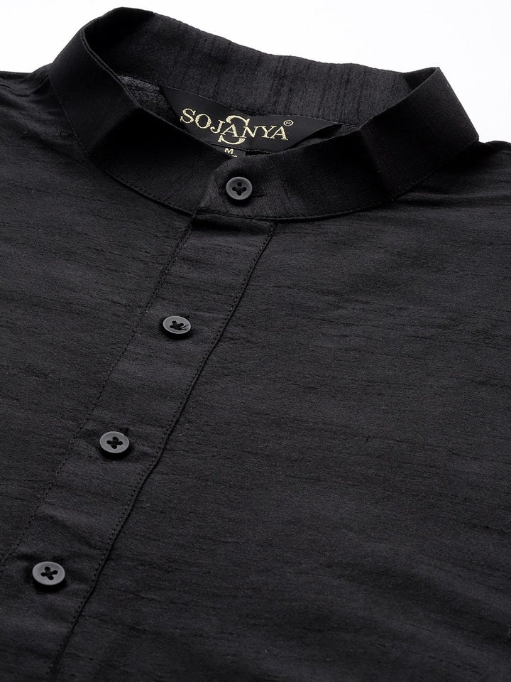 SOJANYA Kurta Hitam Lelaki dengan Churidar dengan Jaket Nehru