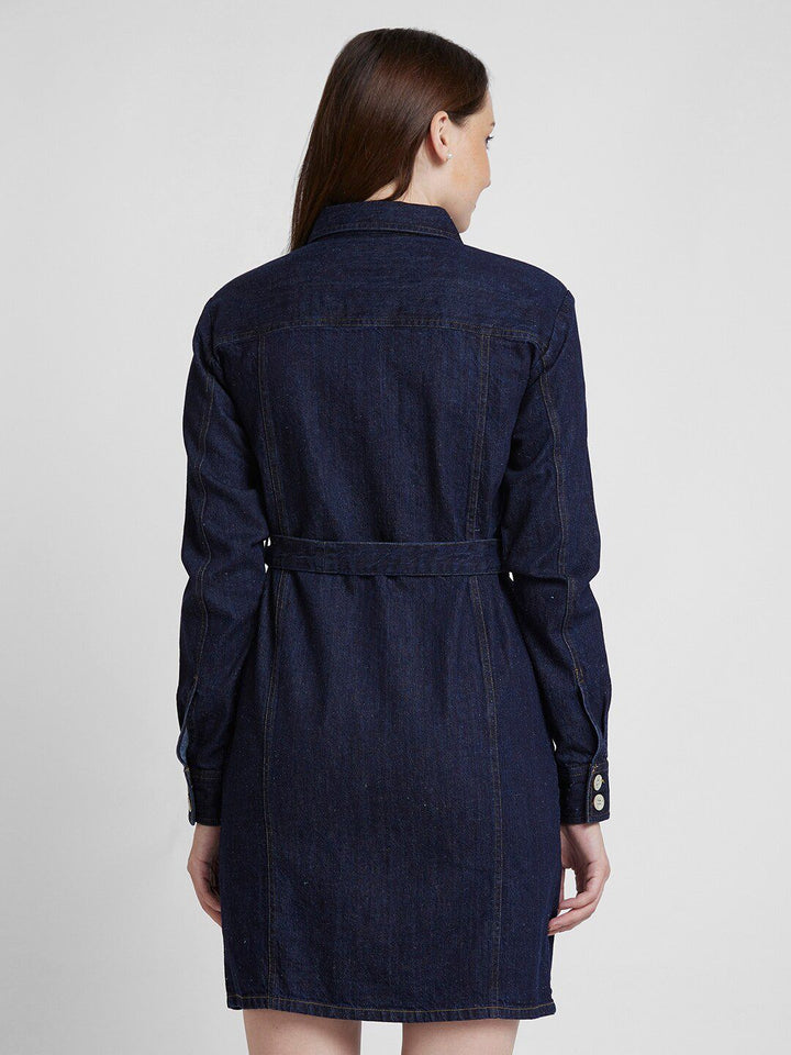 SPYKAR Shirt Collar Button-Down Cotton Shirt Dress