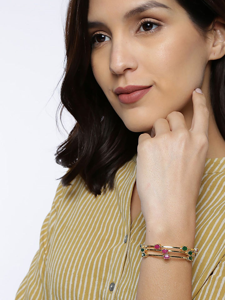 Gelang Gaya Balutan Berwarna Emas Zaveri Pearls