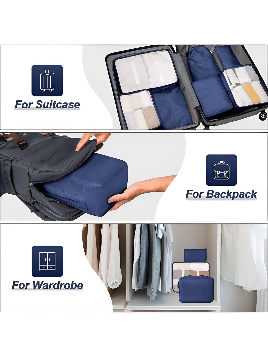 Cortina Navy Blue & Grey 6 Pieces Water Resistant Multi-Utility Organisers