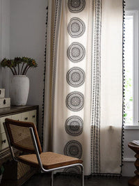 URBAN SPACE Boho White & Black Ethnic Motifs Printed Cotton Door Curtain