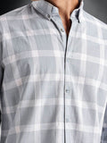 ADRO Tartan Checked Spread Collar Baju Kasual Kapas Lengan Panjang