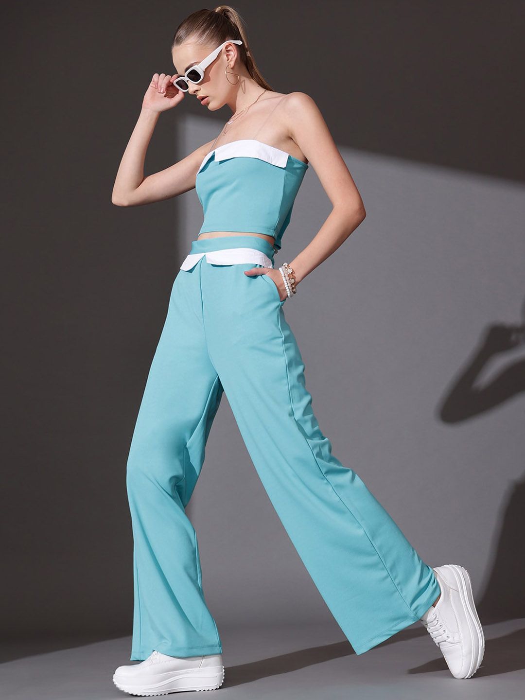 STREET 9 Off Shoulder Top With Flared Trousers Co-Ords