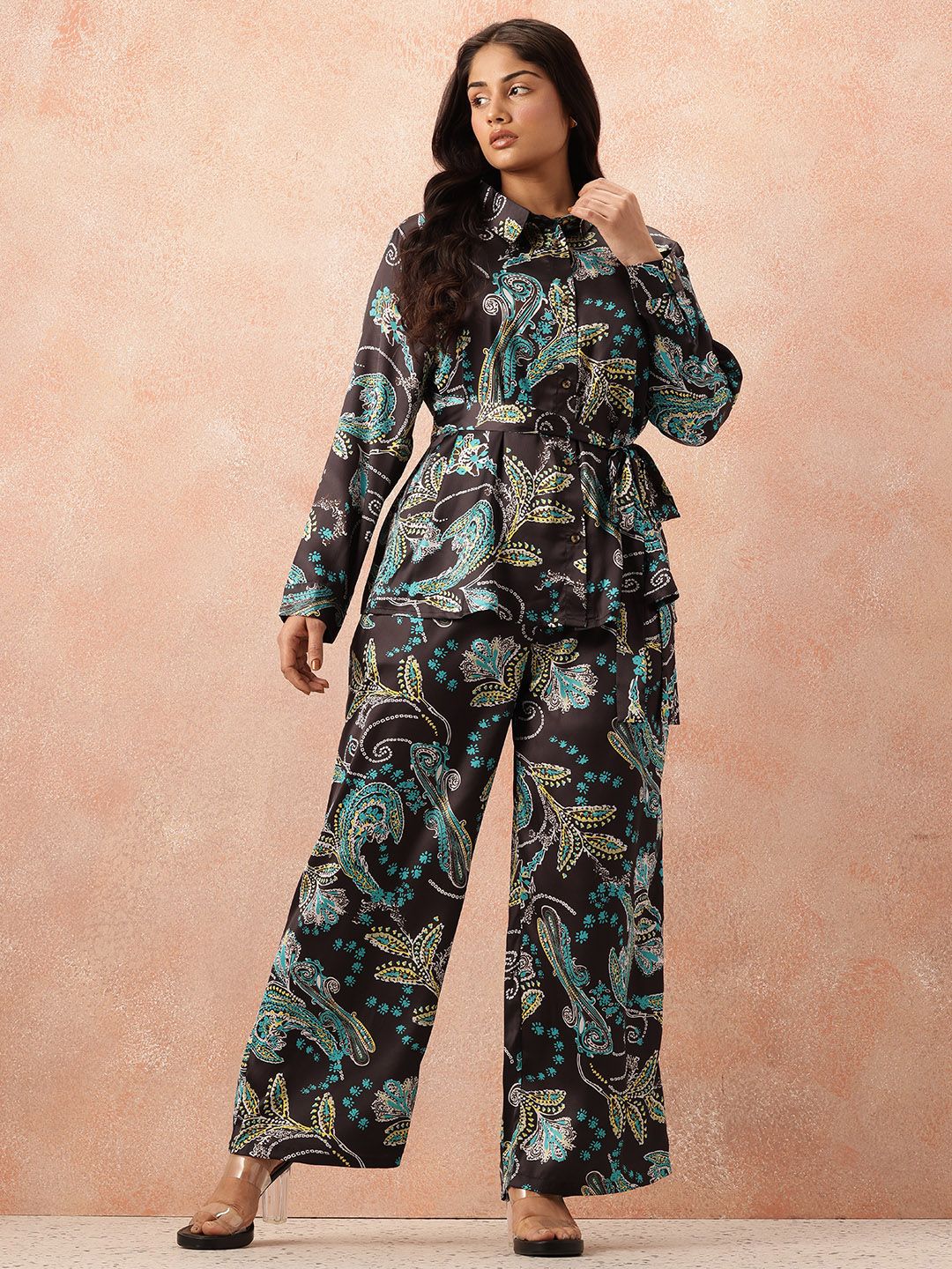all about you Plus Size Floral Print Co-Ords With a Tie-ups Belt