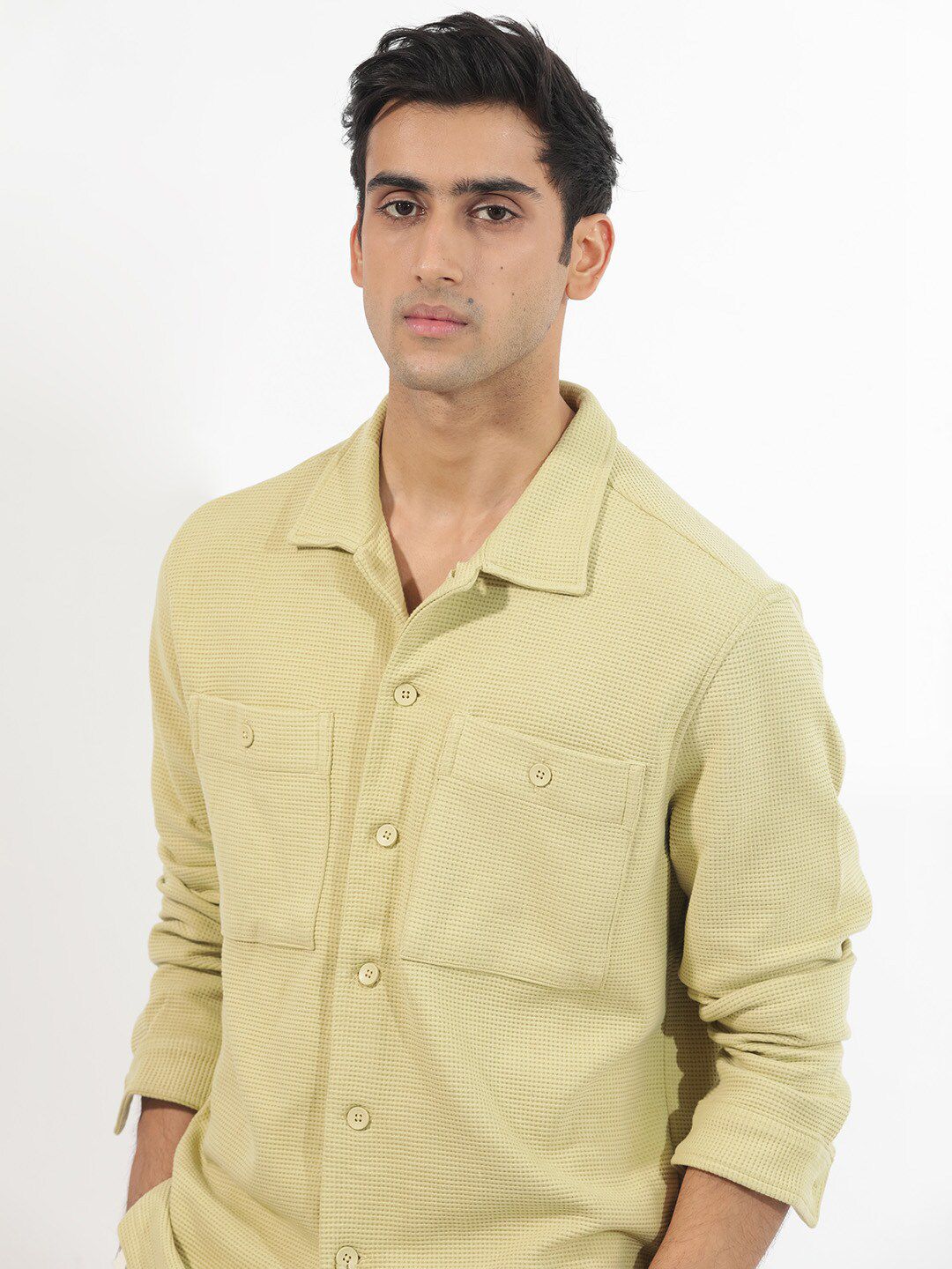 RARE RABBIT Men Elric Tailored Fit Textured Spread Collar Jacket