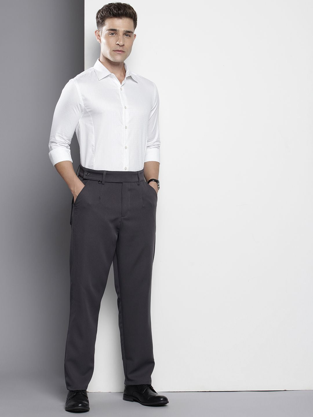 The Indian Garage Co. X Luxe Slim Fit Self Checked Formal Shirt