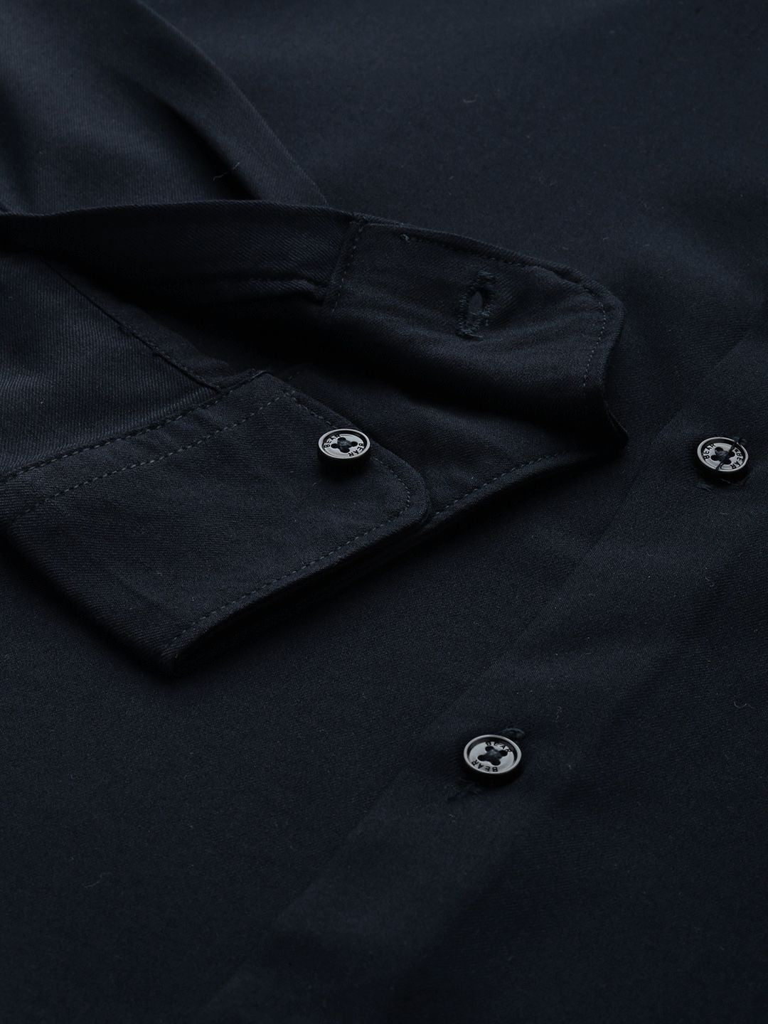THE BEAR HOUSE Men Navy Blue Slim Fit Casual Shirt