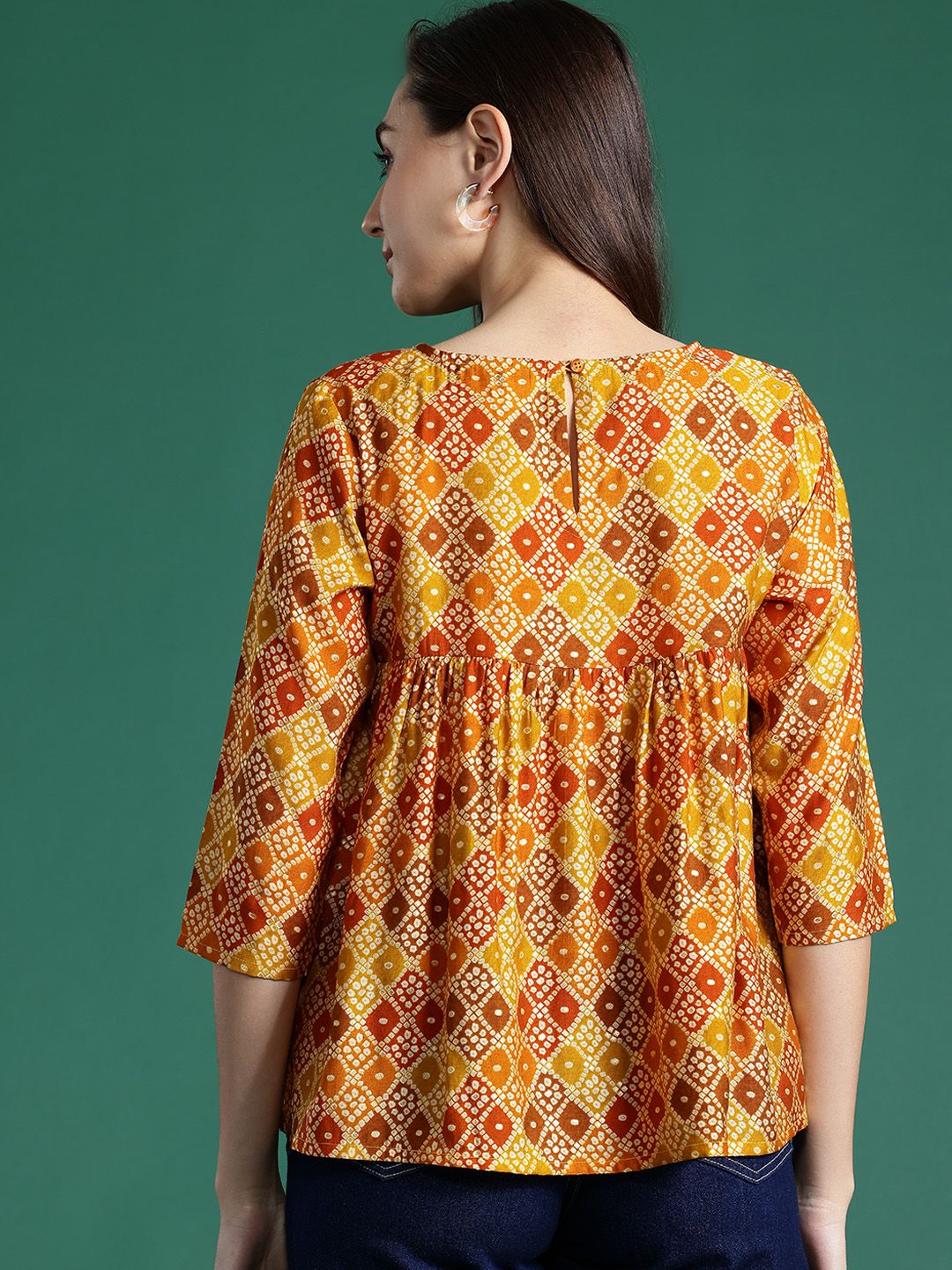 DressBerry Bandhani Print Empire Top