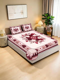 KLOTTHE Maroon & Pink Floral 400 TC Cadar King dengan 2 Sarung Bantal