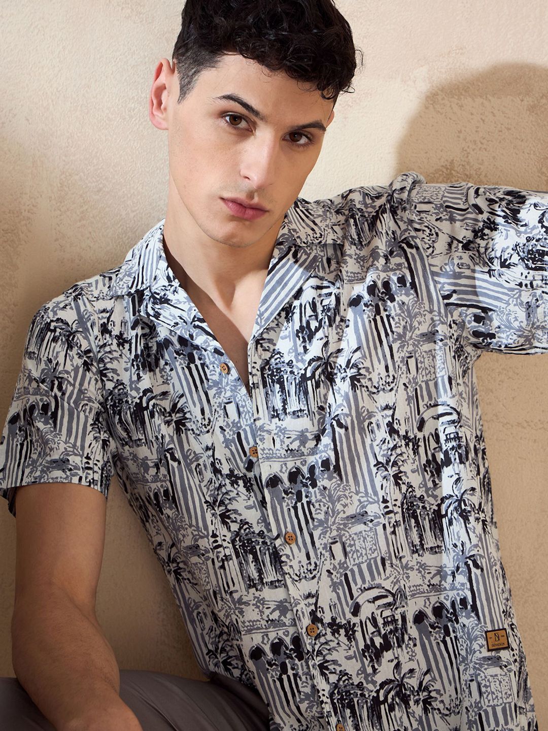 DENNISON Block Printed Oversized Casual Shirt