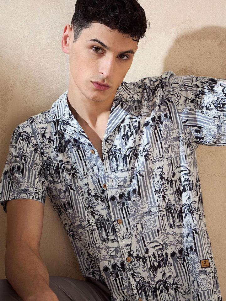 DENNISON Block Printed Oversized Casual Shirt