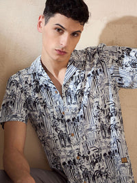 DENNISON Block Printed Oversized Casual Shirt