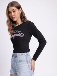 DressBerry Vibe Check Printed Crop Fitted Top