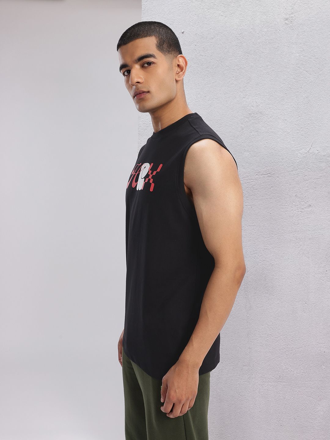 HRX by Hrithik Roshan Typography Printed Sleeveless Lifestyle T-shirt