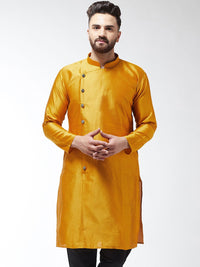 SOJANYA Kurta Lurus Tenunan Mustard Lelaki