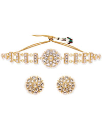 Rubans 22K Gold Plated Kundan and Pearl beaded Choker jewelry Set