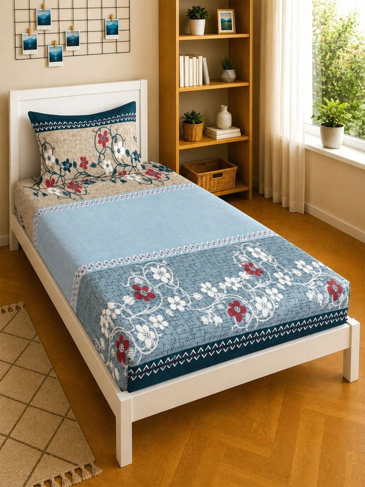 Moda Rapido X KLOTTHE Cadar Bujang Bulu Bunga 300 TC dengan 1 Sarung Bantal-225X150 cm