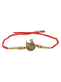Voylla Blessings Of Krishna Mor Pankh Beaded Thread Rakhi With Roli Chawal