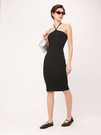 DressBerry Soft Dystopia Grungy Feels Halter Twist Ribbed Bodycon Dress