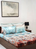 BOMBAY DYEING Ethnicity Turquoise Blue Printed Cotton 300TC King Bedsheet Set 2.74 x 2.74m