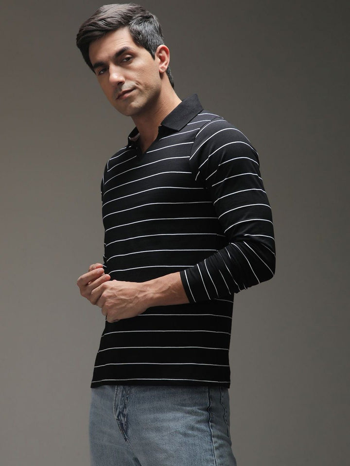 DILLINGER Men Regular Long Sleeve Polo Striped Tshirt