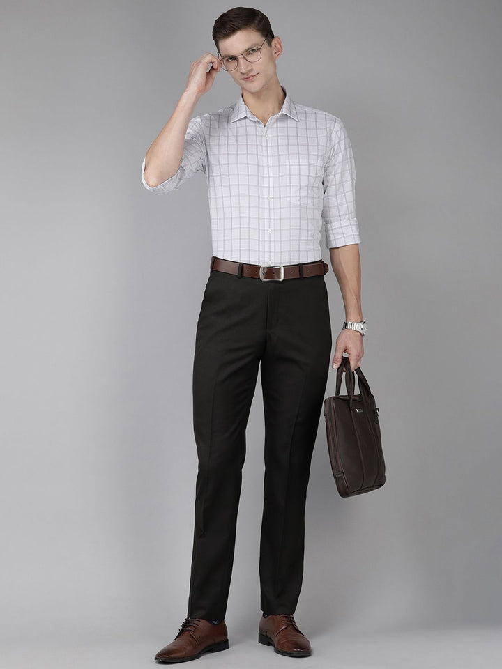 Park Avenue Windowpane Checked Slim Fit Pure Cotton Formal Shirt