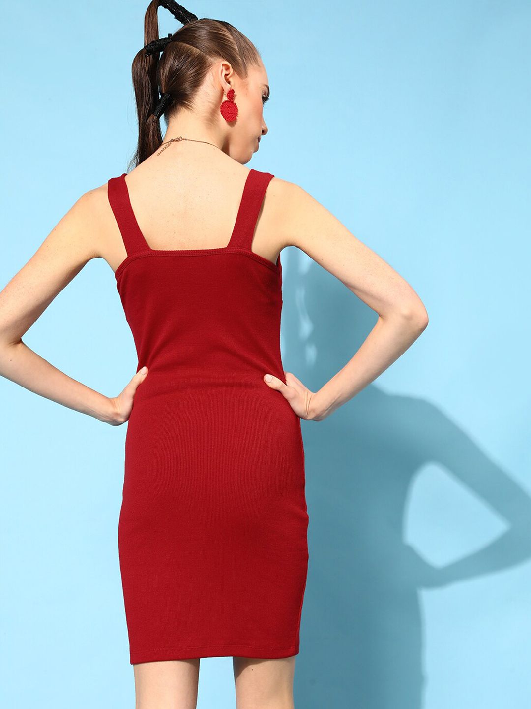 STREET 9 Red A-Line Cotton Dress