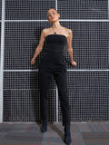 SASSAFRAS Black Strapless Basic Jumpsuit