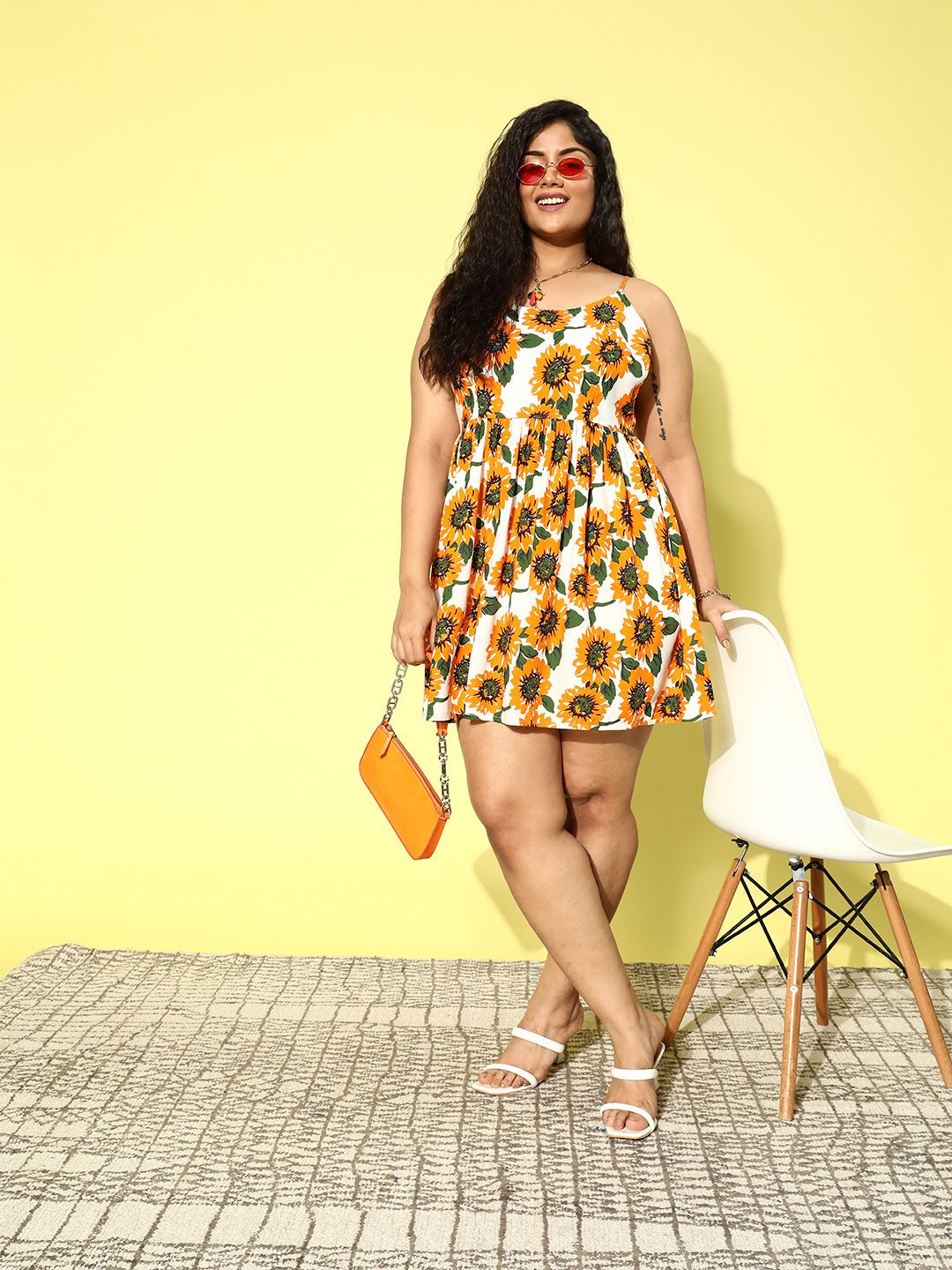 Berrylush Curve Plus Size Floral Print Fit & Flare Mini Dress