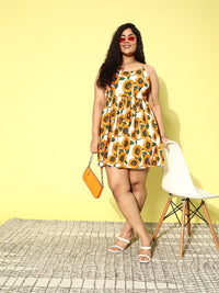 Berrylush Curve Plus Size Floral Print Fit & Flare Mini Dress