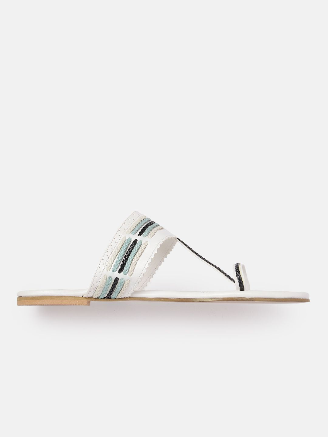 Anouk Women Woven Striped Ethnic One Toe Flats