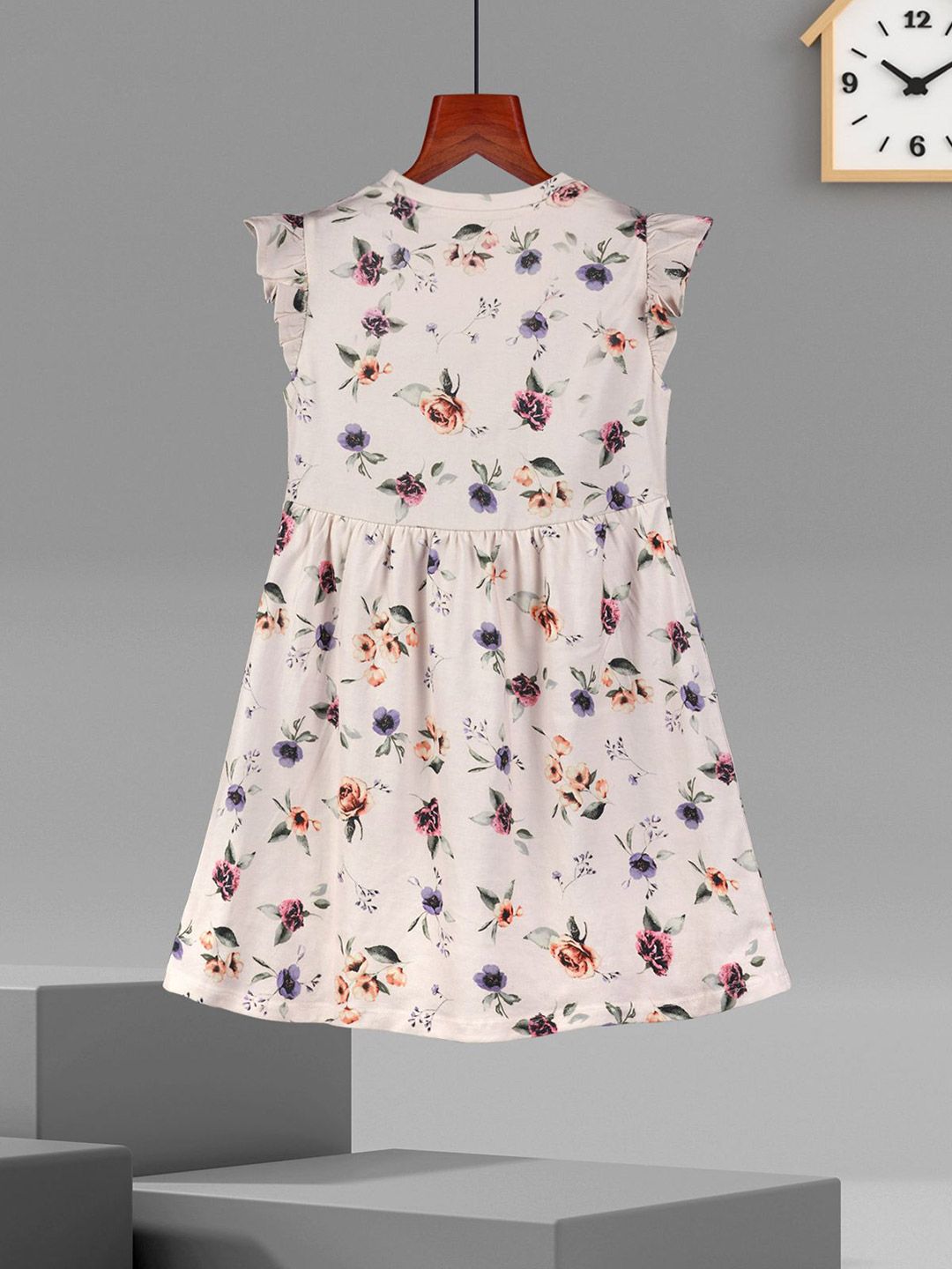 HELLCAT Girls Pack of 2 Printed Flutter Sleeve A-Line Dress
