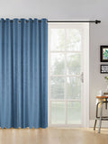 HOSTA HOMES Blue Self Design Black Out Door Curtain