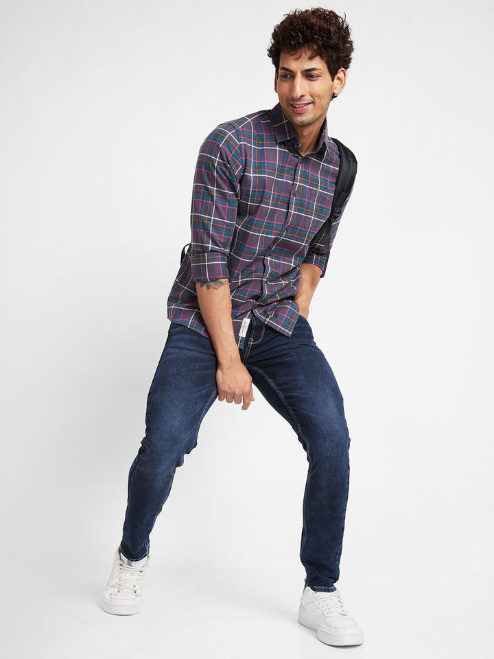 Being Human Men Slim Fit Tartan Checks Opaque Checked Casual Shirt