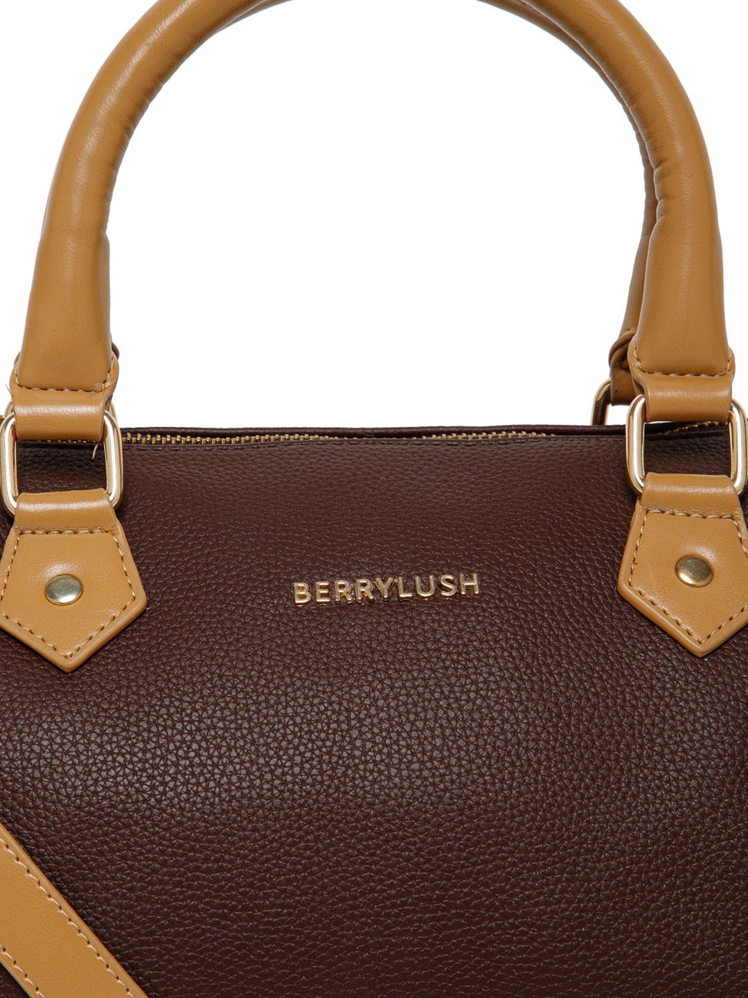 Berrylush Brown Structured Handheld Bag