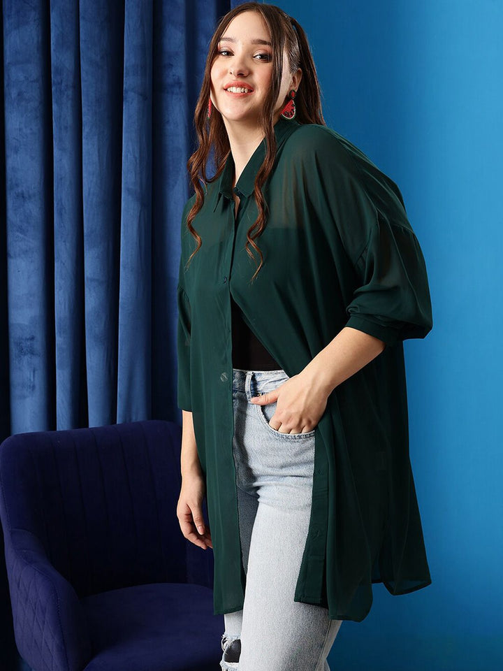 CURVY STREET Comfort Spread Collar Oversized Shirt