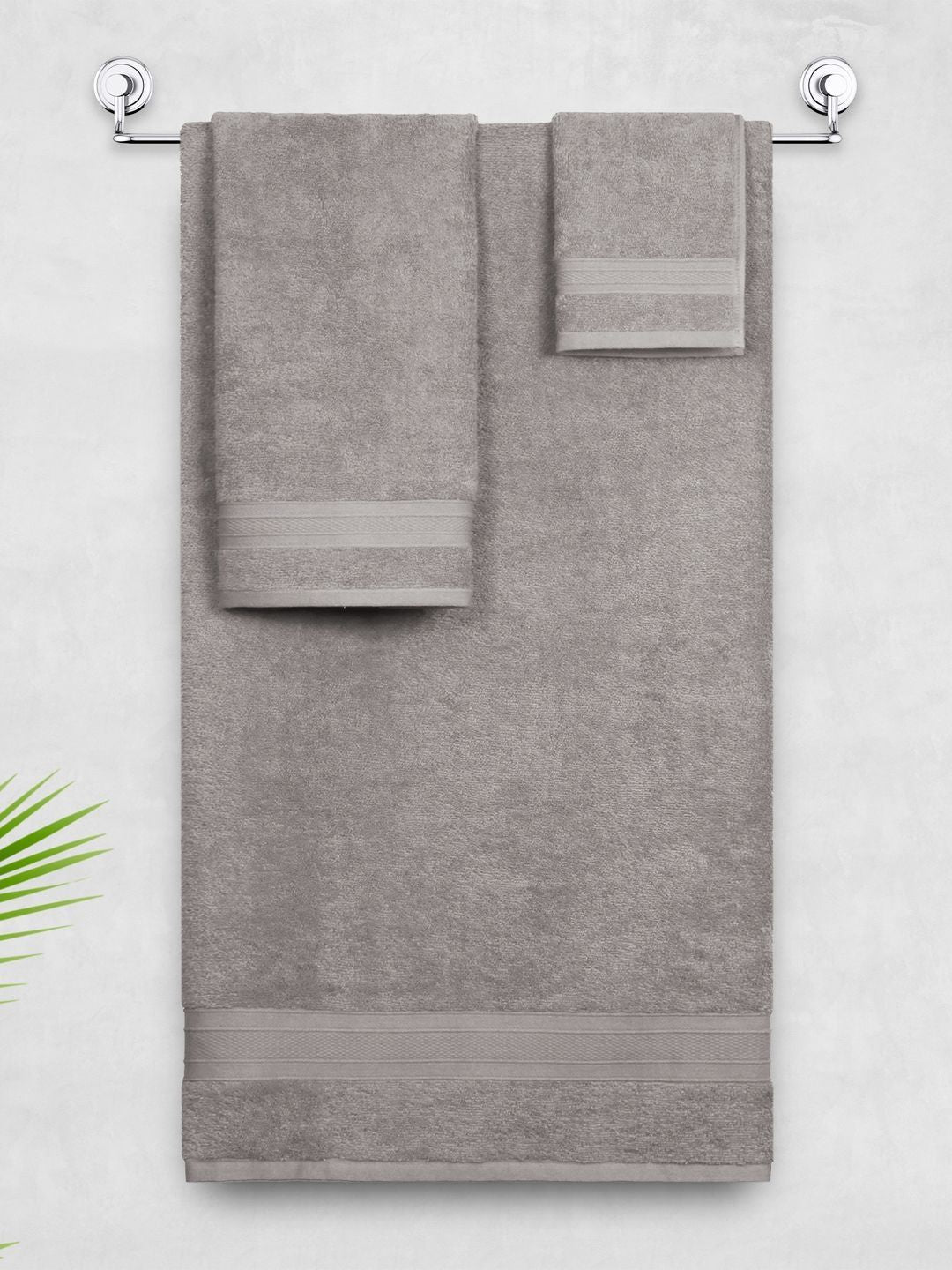 MYTRIDENT Soft Comfort Charcoal 3 Pieces Pure Cotton 500 GSM Towel Set