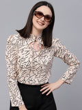Style Quotient Geometric Printed Tie-Up Neck Top